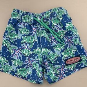 Vineyard Vines Blue and Green Turtle Swim Shorts